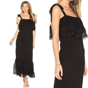 TULAROSA X REVOLVE Black Lace Trim Ruffled Maxi XS